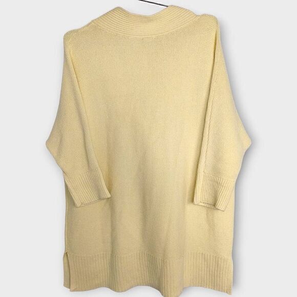 Chicos Womens Sweater Sz 8 Yellow Cotton Relaxed Oversized Half‎ Sleeves Casual - Picture 2 of 9